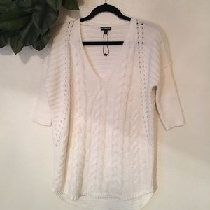 Express cable knit sweater. White
